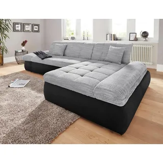 DOMO collection Eckcouch Kunstleder 3-Sitzer Schwarz/Silber