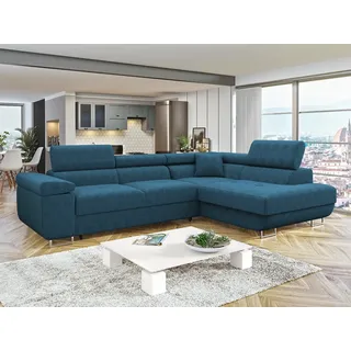 Mirjan24 Eckcouch Cord 2-Sitzer Blau