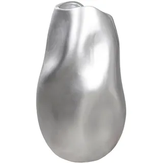 Bodenvase GILDE "Bodenvase organisch Jolie silberfarben H. 50,5 cm", silberfarben, B:29cm H:50,5cm T:27cm, Kunstharz, Vasen, Bodenvase
