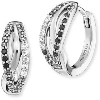 Engelsrufer Damen Yin Yang Infinity Creolen aus Sterling Silber - besetzt mit 44 weißen bis schwarzen Zirkonia Steinen - Clipverschluss - nickelfrei