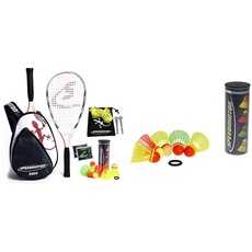 Speedminton® S900 Set – Original Speed Badminton/Crossminton Profi Set mit Carbon Schlägern inkl. 5 Speeder®, Tasche & Mix Speeder - 5er Pack Speed Badminton/Crossminton Bälle gemischt inkl. Windring