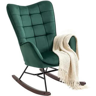MEUBLE COSY Schaukelsessel MEUBLE COSY Samt 66 x 84 x 97 cm Grün mit Rollen