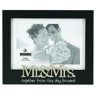 Malden International Designs Hochzeits-Bilderrahmen Mr. and Mrs. Expression 10,2 x 15,2 cm, Schwarz