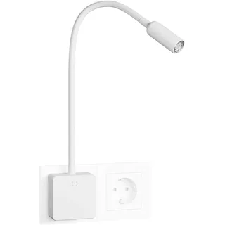 ENUOTEK Weiß LED Steckdosenlampe Nachttischlampe Strahler Leseleuchte Dimmbar Lampe für Steckdose 3W 280Lm Neutralweiß Beleuchtung 4000K Keine Fernbedienungsfunktion 1er Pack