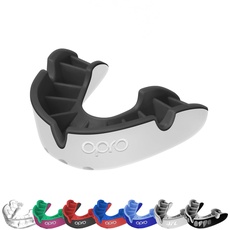 OPRO Silver Level Sport-Mundschutz für Erwachsene und Jugendliche, Zahnschutz mit neuem Anpassungswerkzeug für Hockey, Rugby, Boxen (Weiß, Erwachsene)