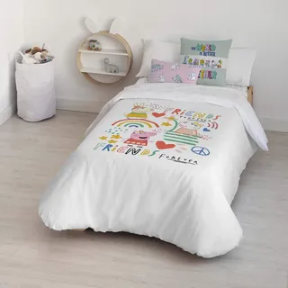 BELUM | Bettbezug Peppa Pig | Bettbezug Modell Together | Bettbezug mit Knöpfen | Bettbezug 100% Baumwolle | Bettbezug für 90 cm Bett (155 x 220 cm)