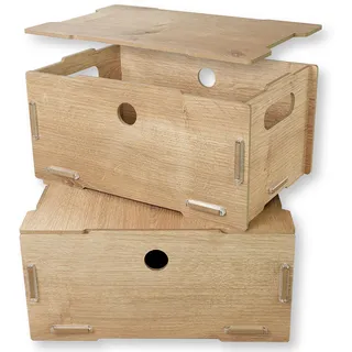clipfritz - 2er Set Holzkiste mit Deckel aus MDF Holz (ca.30x20x14cm) Spielzeugkiste für das Kinderzimmer - Kinder Spielzeug Kiste zur Aufbewahrung -Holzbox/Aufbewahrungsbox als Spielzeugbox stapelbar