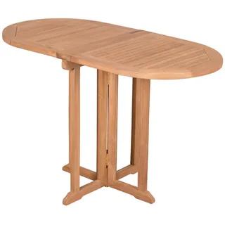 Gardenson Balkontisch , Holz , Teakholz , oval , 120x60x75 cm , klappbar, platzsparend , Gartenmöbel, Gartentische, Balkontische