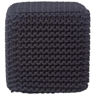 Homescapes Strick-Pouf schwarz, Sitzwürfel 35/35/35 cm , Schwarz , Textil , Uni , Quadratisch , 35x35x35 cm , Wohnzimmer, Sessel, Hocker & Hockerbänke, Sitzwürfel