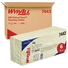 WypAll X50 Farbcodierte Reinigungstücher 7443 Gelb – 6 Packungen x 50 Farbcodierte Wischtücher mit Interfold-Faltung (insges. 300)