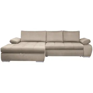 None Carryhome Ecksofa, Beige, Textil, 4-Sitzer, Füllung: Schaumstoff, Ottomane links, L-Form, 294x173 cm, Stoffauswahl, seitenverkehrt erhältlich, Schlafen auf Sitzhöhe, Rücken echt, Wohnzimmer, Sofas , Couches, Wohnlandschaften, Ecksofas