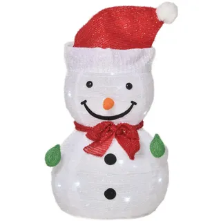 Outsunny Schneemann Weihnachtsdekoration mit LED-Lichter Modell Dekoration Polyester , Grün, Rot, Weiß , Kunststoff , 30x51x30 cm , Dekoration, Weihnachtsdekoration