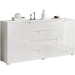 Stella Trading Sideboard 165 x 80 x 40 cm Weiß Hochglanz