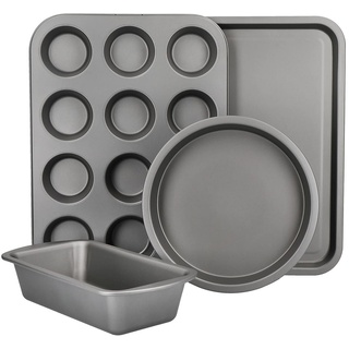 KitchenCraft KCBAKESET4PC Non-Stick Carbon Steel 4-Piece Bakeware Set Backset, Edelstahl, Silber