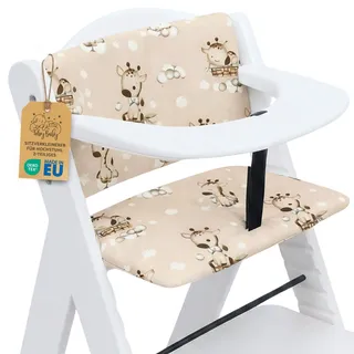 Sitzverkleinerer für Hochstuhl Baby Sitzkissen Stuhl 2-teilig - Kinder Sitzauflage für Hauck und Stokke Kinderhochstuhl High Chair Cover für Treppenhochstuhl und Babystuhl Oeko-Tex Giraffen