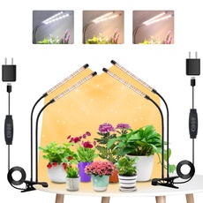 Niello 2Köpfe+2Köpfe Pflanzenlampe LED, Pflanzenlicht Vollspektrum, Pflanzenleuchte mit Zeitschaltuhr, 3 Farbmodi und 10 Stufen Dimmbar, Wachstumslampe für Innenpflanzen, Zimmerpflanzen