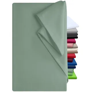 npluseins Bettlaken 180x275cm Leintuch ohne Gummizug Tuch ist ideal Terrasse Reisen Camping und Tischtuch - Wohnmobil Laken - Betttuch ohne Gummizug 100% Baumwolle, ca. 180 x 275 cm, Salbei