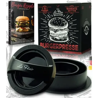 Le Flair® Neuheit 3 in 1 Burgerpresse Set - Hamburgerpresse mit Aufbewahrungstasche - Burger Patty Presse inkl. 50 Blatt Backpapier - Perfektes Grillzubehör Geschenk für Männer I Deutsche Marke