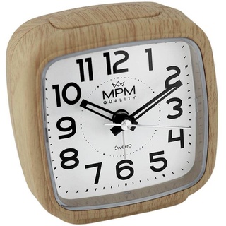 MPM Quality Design Kunststoff Wecker, Alarm Clock, Farbe: Holz Motiv, Modern, Analog, aufsteigender Alarm, Snooze, Schlummerfuntion, Nachtlicht, Tisch Dekoration für Home, Schlafzimmer, Büro