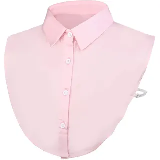 Wearlizer Frauen Kragen Abnehmbare Hälfte Shirt Bluse In Baumwolle Weiß/Schwarz/Jeans (Rosa)