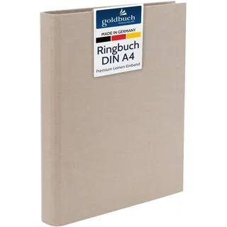 Goldbuch 37 211 Ringbuch A4 Summertime Beige, Ordner, Maße 32 x 27,5 x 4,5 cm, Hefter mit 4-Ringmechanik und Klemmbügel, Ringordner im DIN A4 Format, Einband aus Leinen, Heftordner Hellbraun