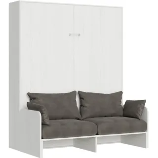 Doppelbett Sofà Kentaro vertikal zusammenklappbar Esche weiß (ALESSIA 20) Klappbett - Weiß