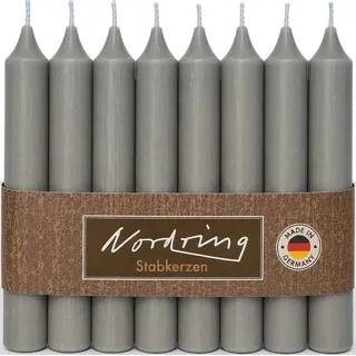 Nordring 8 Stabkerzen Rustik warmes grau 2,2 x 25 cm hoch durchgefärbt RAL-zertifiziert