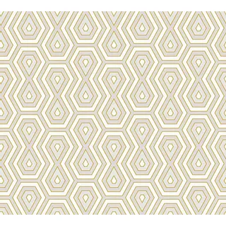 A.S. Création Architects Paper Retrotapete Jungle Chic Tapete geometrisch grafisch PVC-freie Vliestapete gold weiß grau matt glatt 377071 37707-1, 10.05 m x 0.53 m