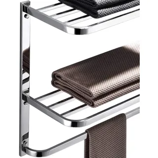 LUANT Badezimmer-Regal mit 3 Ebenen, mit Handtuchhaltern, Edelstahl, Wandmontage, 50,8 cm