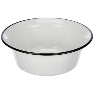 Krüger Schüssel Weiss, 28 cm, Weiß-schwarz | Für Teige, Salate & Familienportionen | PFAS-frei | Schnitt- & kratzfeste Emaille | Spülmaschinengeeignet | Geschmacksneutral