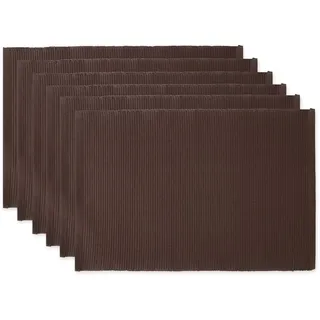 DII Basic Everyday Tischset aus 100% Baumwolle, gerippt, 33 x 48 cm, Dunkelbraun, 6 Stück