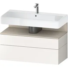 Duravit Qatego Waschtischunterbau, 1 Auszug und 1 Schublade, 990x470x590mm, Nische Taupe Supermatt, QA4395083, Farbe: Weiß Supermatt/mit Nischenbeleuchtung