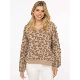 Zwilling Zwillingsherz Strickpullover »"3D Leo"« mit erhabenem Leomsuter, beige,