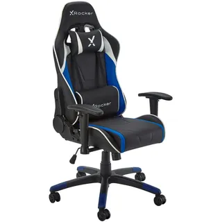 X Rocker Gamingstuhl , Blau, Schwarz , Metall, Kunststoff, Textil , Drehkreuz , 55x113x62.5 cm , Wippfunktion, Sitzfläche 360° drehbar, abwischbar, Nackenkissen abnehmbar, Lendenkissen abnehmbar, ergonomische Rückenlehne , Büromöbel, Bürostühle, Gaming-Sessel
