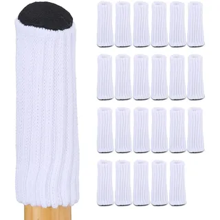 Relaxdays Stuhlbeinsocken 24er Set, Möbelsocken für Stuhl & Tisch, Bodenschutz, elastisch, runde Stuhlstrümpfe, weiß