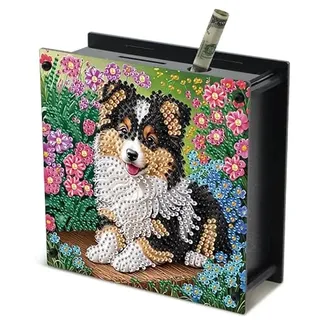 JISHSHAY Diamond Painting Spardose Hund Diamant Painting Spardosen Tiere Diamaond Malerei Sparschwein Diamant Malerei Sparbüchse Diamantmalerei Piggy Bank Money Saving Box 14.9×14.9×5.4cm