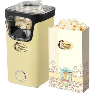 Bestron Popcornmaker, Turbo-Popcorn in unter 2 Minuten, Popcornmaschine mit Heißlufttechnologie, inkl. 10x Popcorntüten & integrierten Messbecher, Sweet Dreams Kollektion, Farbe: Gelb