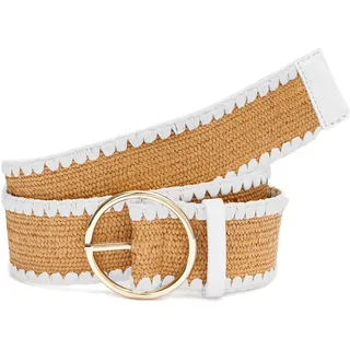 LASCANA Taillengürtel "Stretchgürtel, Bauchgürtel, Schmuckgürtel, Gürtel für Kleid & Overall" in moderner Bast-Optik mit Shaping-Effekt dank elastischem Material, beige, weiß