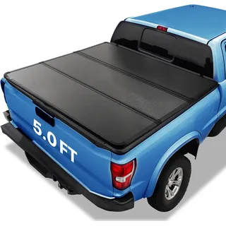 Vevor Dreifach faltbare Ladeflächenabdeckung, Kompatibel mit 2016-2023 Toyota Tacoma, 5' (60,5") Ladefläche, Passt nur auf 5,0' x 4,6' (60,5" x 55,0") Innenladefläche, 400 lbs Tragkraft, LED-Licht