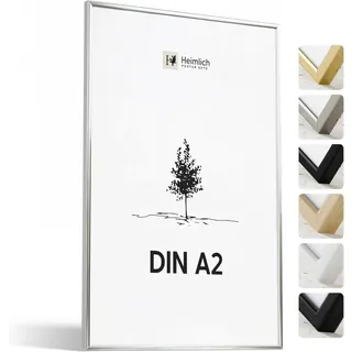 Heimlich® - Bilderrahmen - 40x60 cm, Aluminium Metall, Silber - Mittlerer DIY-Collage-Rahmen mit Kunststofffolienabdeckung - Nur zur Wandmontage