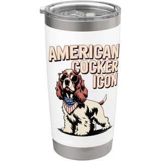 American Cocker Icon | Lustiger Cocker Spaniel mit Sonnenbrille Doppelwandiger Edelstahl-Thermobecher