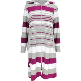 Damenbademantel AQUARTI "Bademantel Aquarti Damen Frottee Bademantel Gestreift mit Kapuze" Gr. S, lila (magenta), S, Obermaterial: 80% Baumwolle CO. 20% Polyester PES., Hausmäntel, Damenbademantel