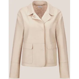 Kurzblazer MADELEINE "Kurzblazer Wollblazer mit Klappkragen und Pattentaschen", Damen, Gr. 46, grau (kiesel), Obermaterial: 100% Schurwolle WV., Modern, normal, Blazer Kurzblazer, Wollblazer in Leichtverarbeitung, gekochte Wolle