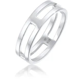 Silberring KUZZOI "Ring Herren Bandring Steg Massiv 925 Silber" Gr. 60, silber, Fingerringe, Herren, 60, Silber 925 (Sterlingsilber), Silberring