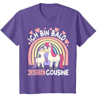 Ich Werde Große Cousine Kusine Schwangerschaft Verkünden T-Shirt, Kinder, Heidekrautlila, 92