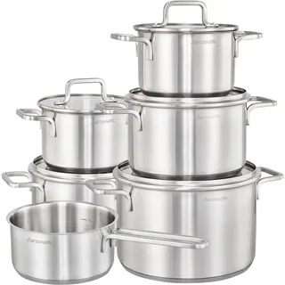 Hanseatic Topf-Set 11-tlg. 2 x Fleischtopf 16 cm rund + 2 x Fleischtopf 20 cm rund + 1 x Fleischtopf 24 cm rund + Stielkasserolle 16 cm rund