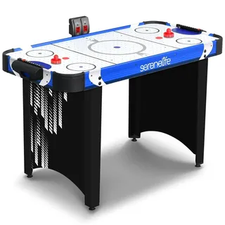 SereneLife Airhockey Tisch mit Luft – Air Hockey Spieltisch ideal als Gamer Tisch – Tischhockey für lustige Tischspiele mit Airhockey Pucks & Schieber – Robuste Air Hockey Tische Kinder & Erwachsene