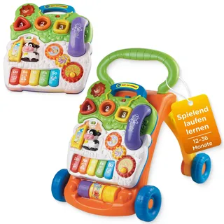 VTech Baby Spiel- und Laufwagen I Interaktive Laufhilfe mit Licht Musik & abnehmbarem Spielboard I Lerncenter mit Klaviertasten & Formen I Bremse & Lautstärke regelbar I Kinder 12–36 Monate