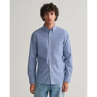 GANT Reg Stripe Shirt Klassisches Hemd, College Blue, 3XL
