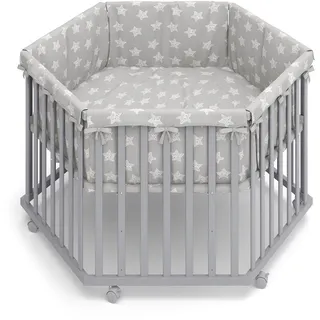 VitaliSpa Laufgitter Estrella Grau 128 x 110 cm 6 Ecken , Holz , Rechteckig , 128x70x110 cm , Babymöbel & Kindermöbel, Babyzimmer, Laufgitter